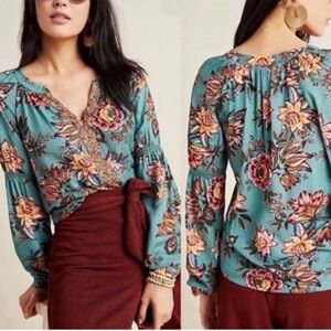 FARM Rio x Anthro Paola Floral Peasant Blouse Small Like New